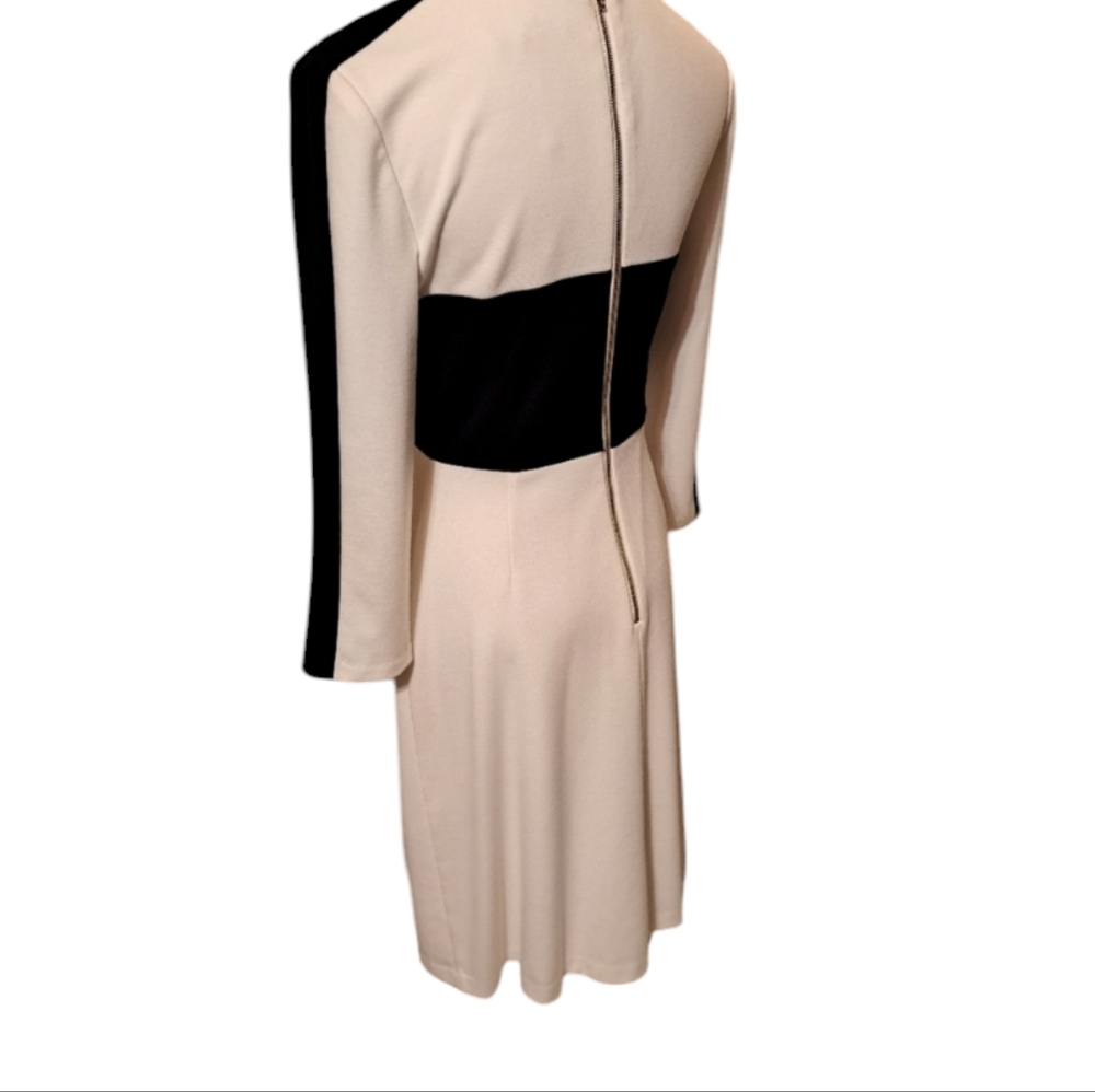 Eliza J Black and White Color Block  Fitted Midi Dress. Size Small. - Picture 3 of 10